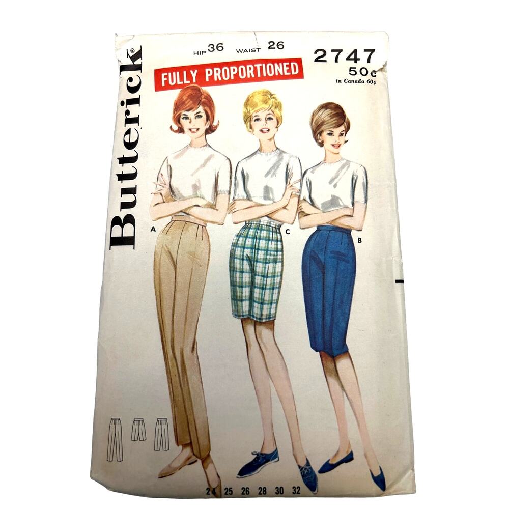 Butterick Vintage 1960's Pattern #2747 Women's Fully‎ Proportioned Sportswear